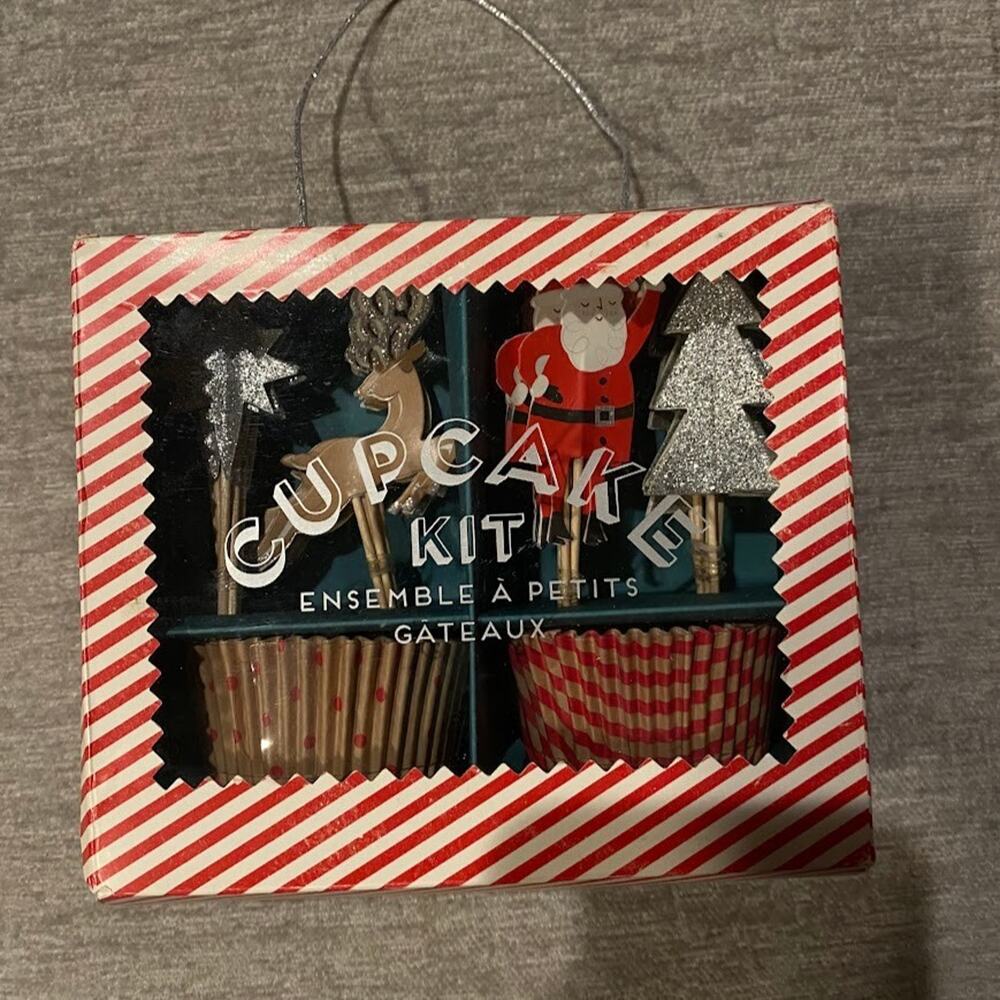 Meri Meri Christmas Cupcake Holders Toppers Party Picks 24 Santa New Damaged Box